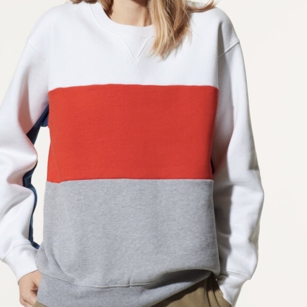 TNA pullover color block sweater